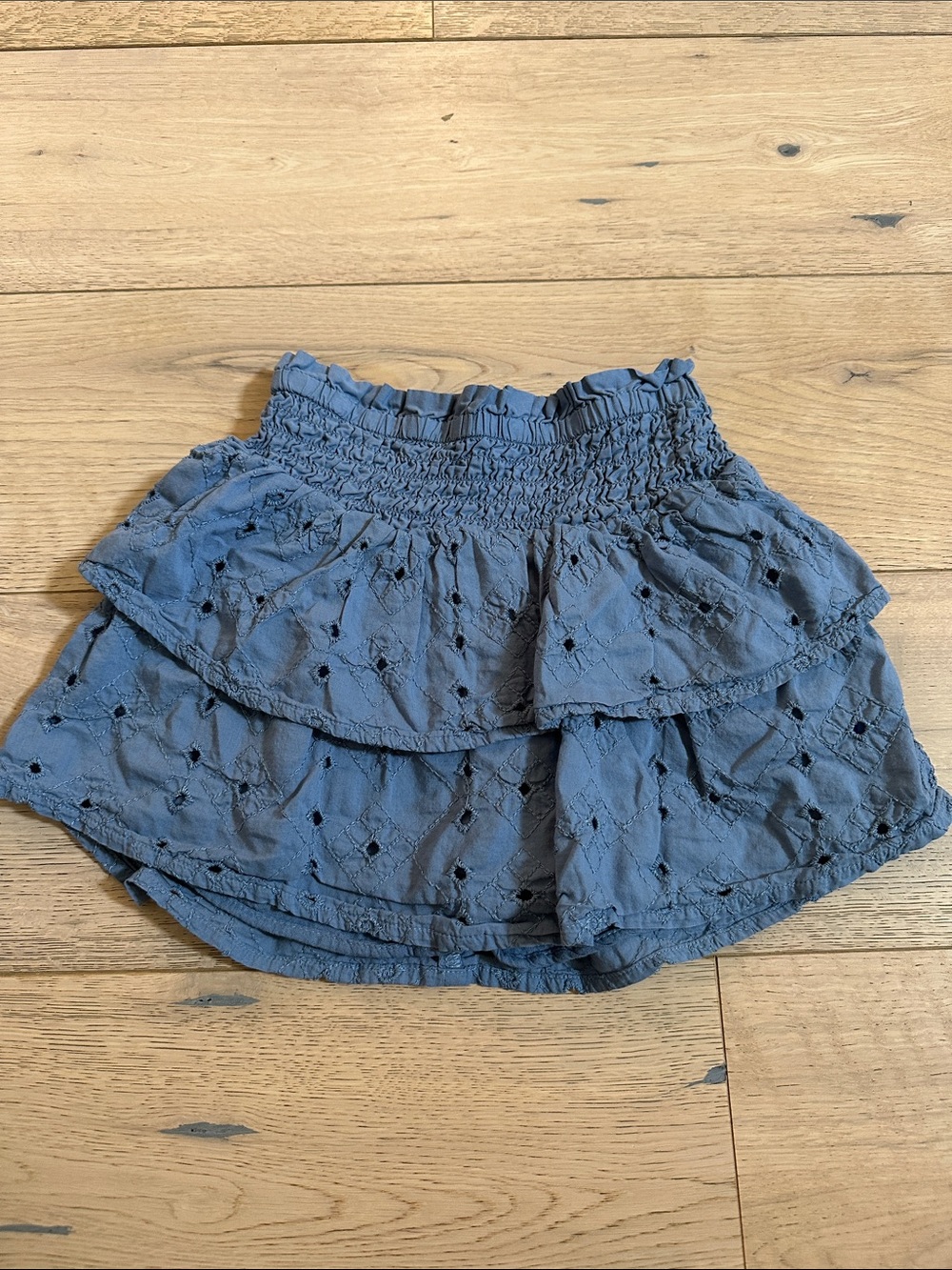 abercrombie kids Dusty Blue Eyelet Tiered Mini Skirt